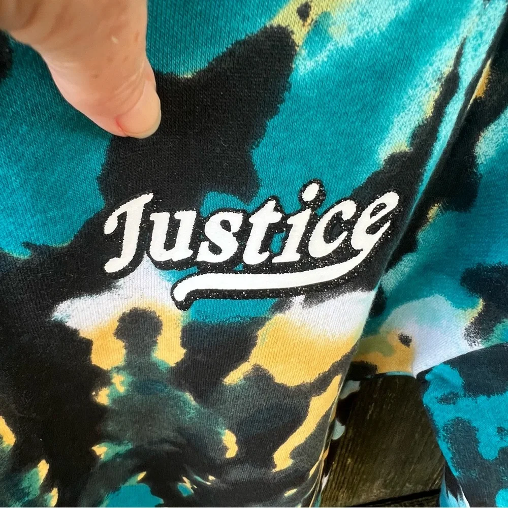 Justice EUC Blue Teal Tie Dye Sweatshirt M10